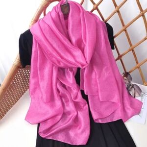 Scarf Women's Lightweight Chiffon Silklike Texture, Rose Red